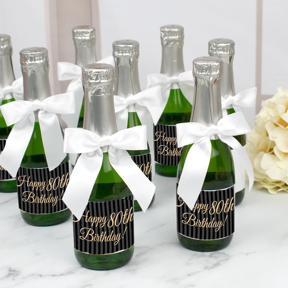 15ct 80th Birthday Party Favors Bottle Label & White Bow Kit, Custom Adhesive Bottle Labels (15 Pcs) - Wine and Champagne Bottle Labels - Bows Included - Walmart.com